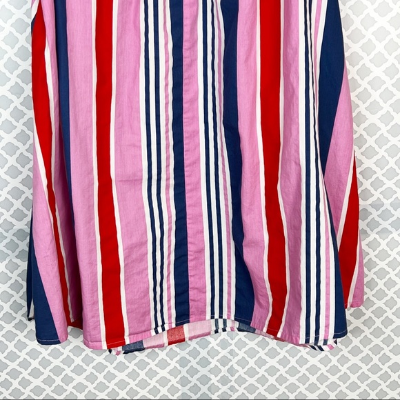 EUC ASOS Pink Multi Striped Off Shoulder Eyelet Dress - Picture 7 of 11